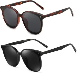 Dollger Oversized Polarized Square Sunglasses for Women Men Vintage Glasses with Flat Lens Fashion Cat Shades