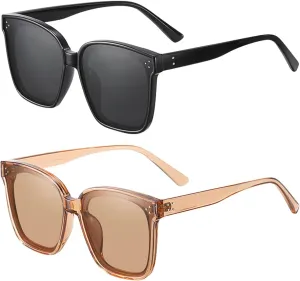 Dollger Oversized Polarized Square Sunglasses for Women Men Vintage Glasses with Flat Lens Fashion Cat Shades
