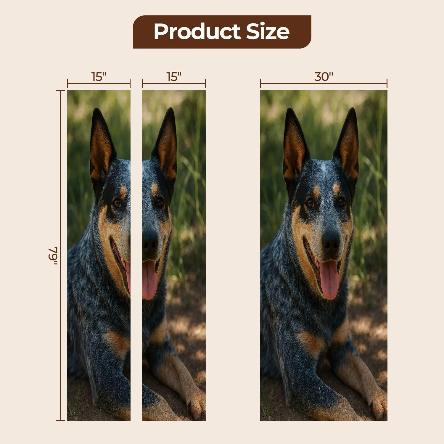 Door Sticker Decals 3D Australian Cattle Dog Blue Heeler Puppy Outdoors Resting Sticker Murals Peel and Stick Wallpaper Self-Adhesive Door Poster for Bedroom Living Room 30"x79"