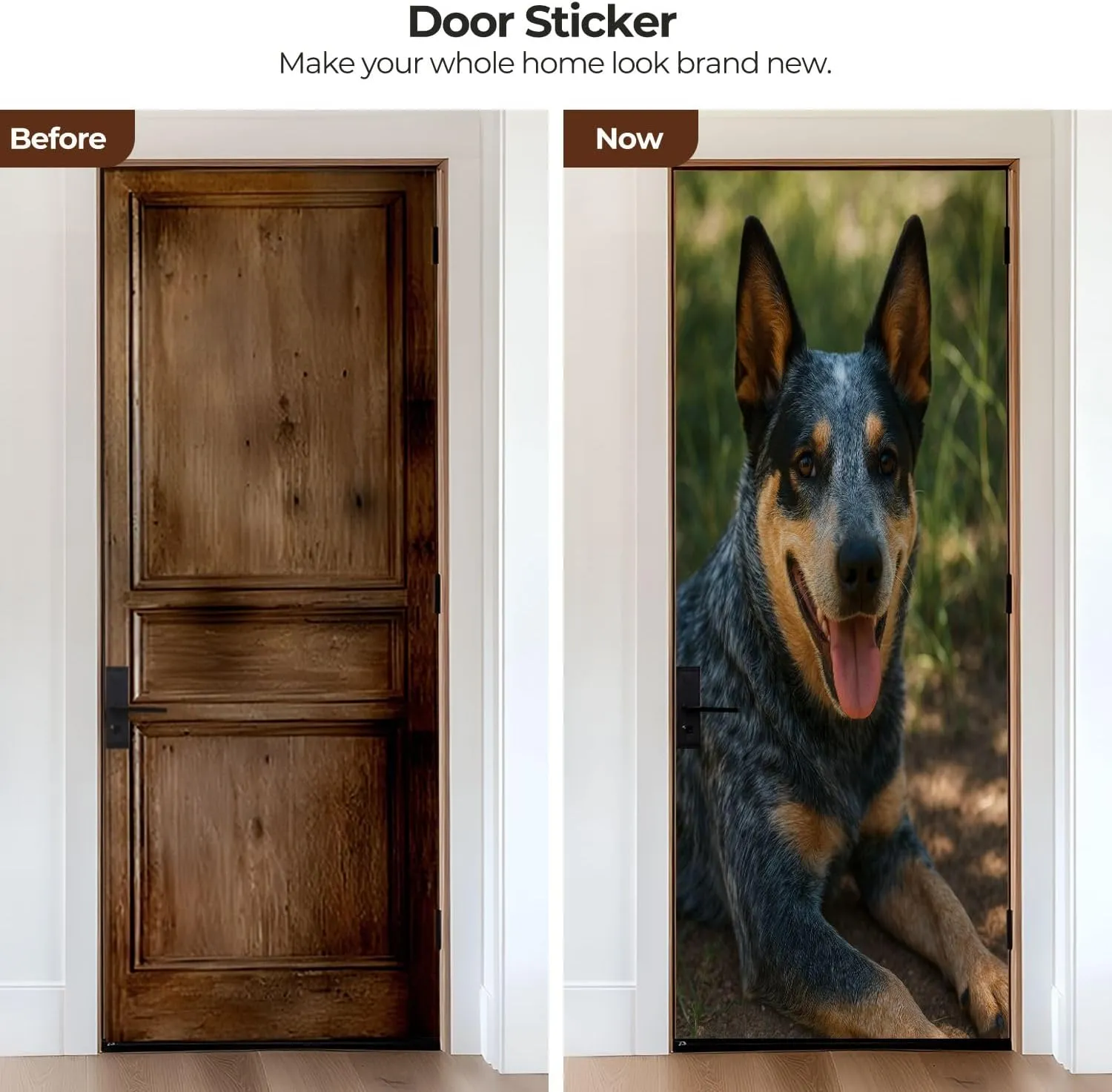 Door Sticker Decals 3D Australian Cattle Dog Blue Heeler Puppy Outdoors Resting Sticker Murals Peel and Stick Wallpaper Self-Adhesive Door Poster for Bedroom Living Room 30"x79"