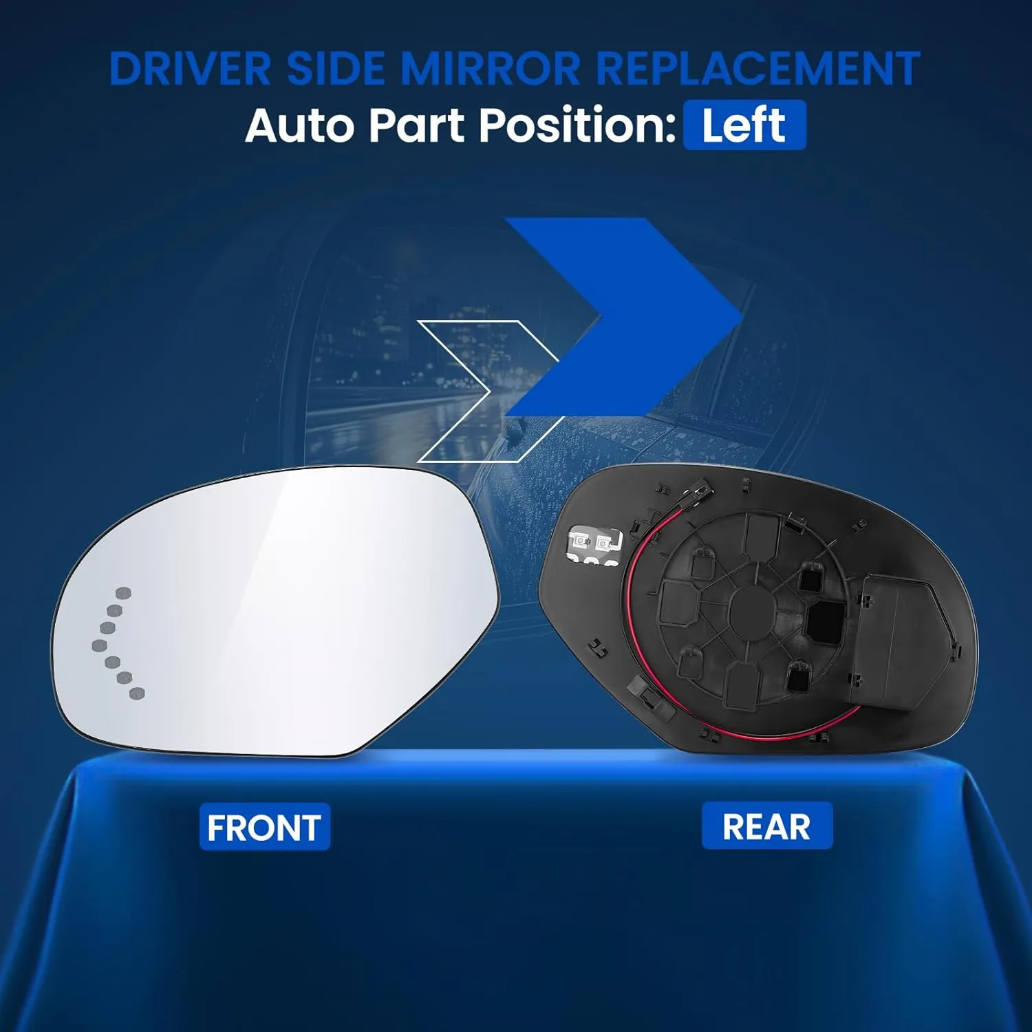 Driver Left Side Heated Mirror Glass GM1324138 Compatible With Cadillac Escalade Yukon Sierra 1500 Chevy Avalanche Silverado Suburban Tahoe 2007-2014 Rearview Mirror with Signal light
