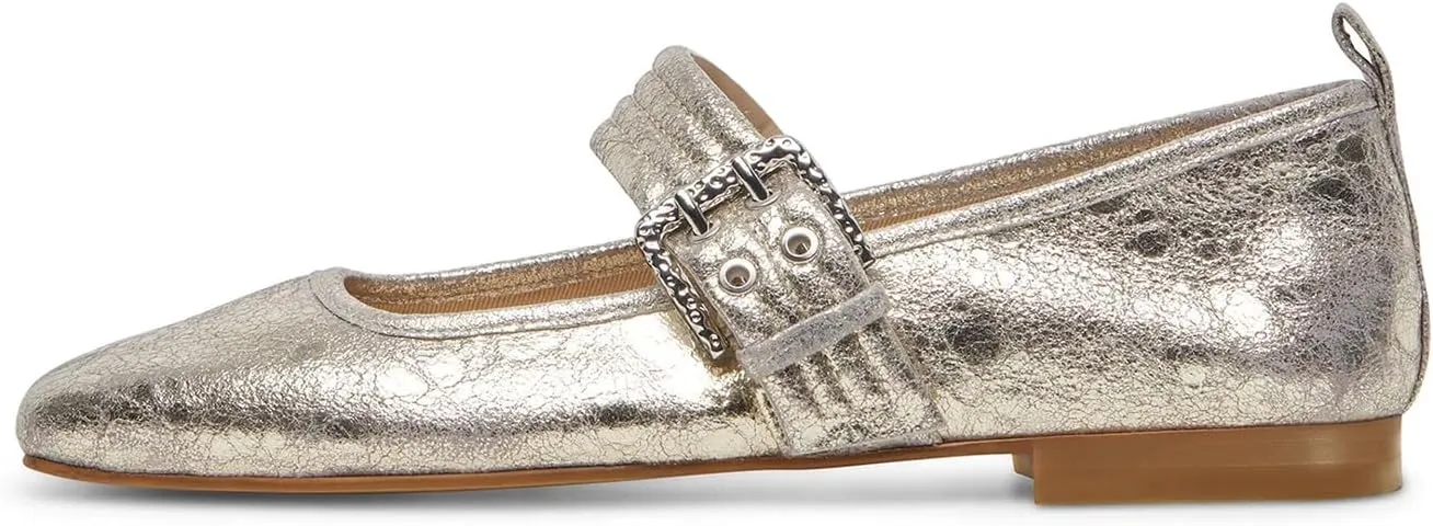 Dsevht Mary Janes Flats for Women Fashion Square Toe Flat Low Heel Easy Buckle Strap Flats Shoes