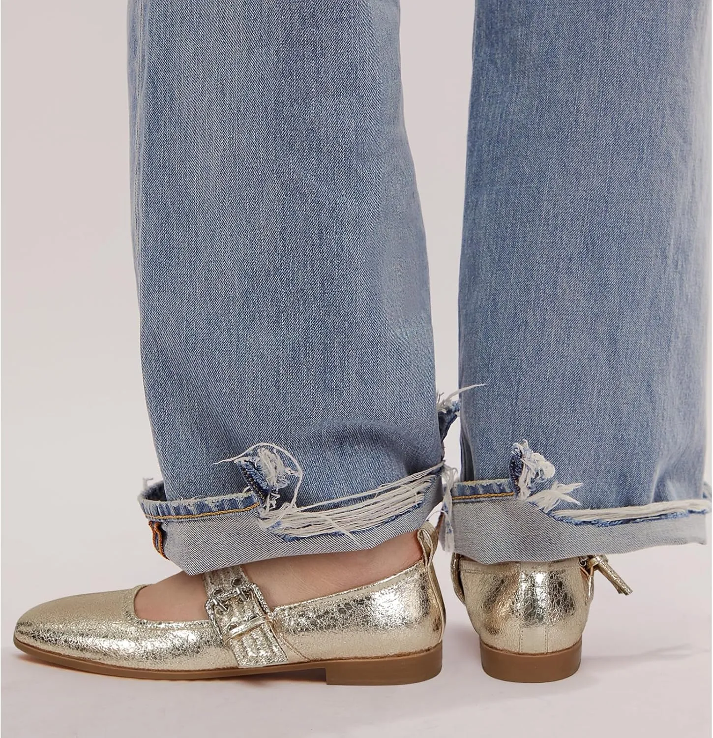 Dsevht Mary Janes Flats for Women Fashion Square Toe Flat Low Heel Easy Buckle Strap Flats Shoes