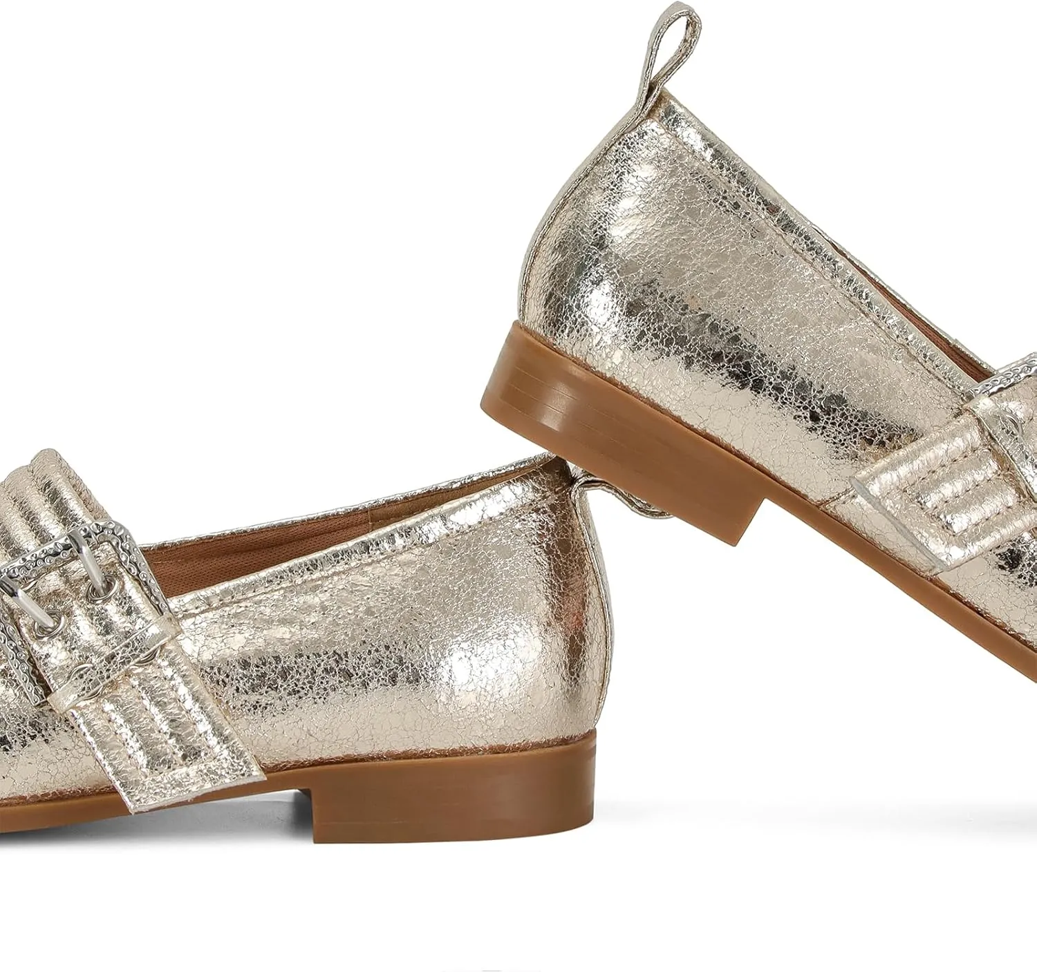Dsevht Mary Janes Flats for Women Fashion Square Toe Flat Low Heel Easy Buckle Strap Flats Shoes