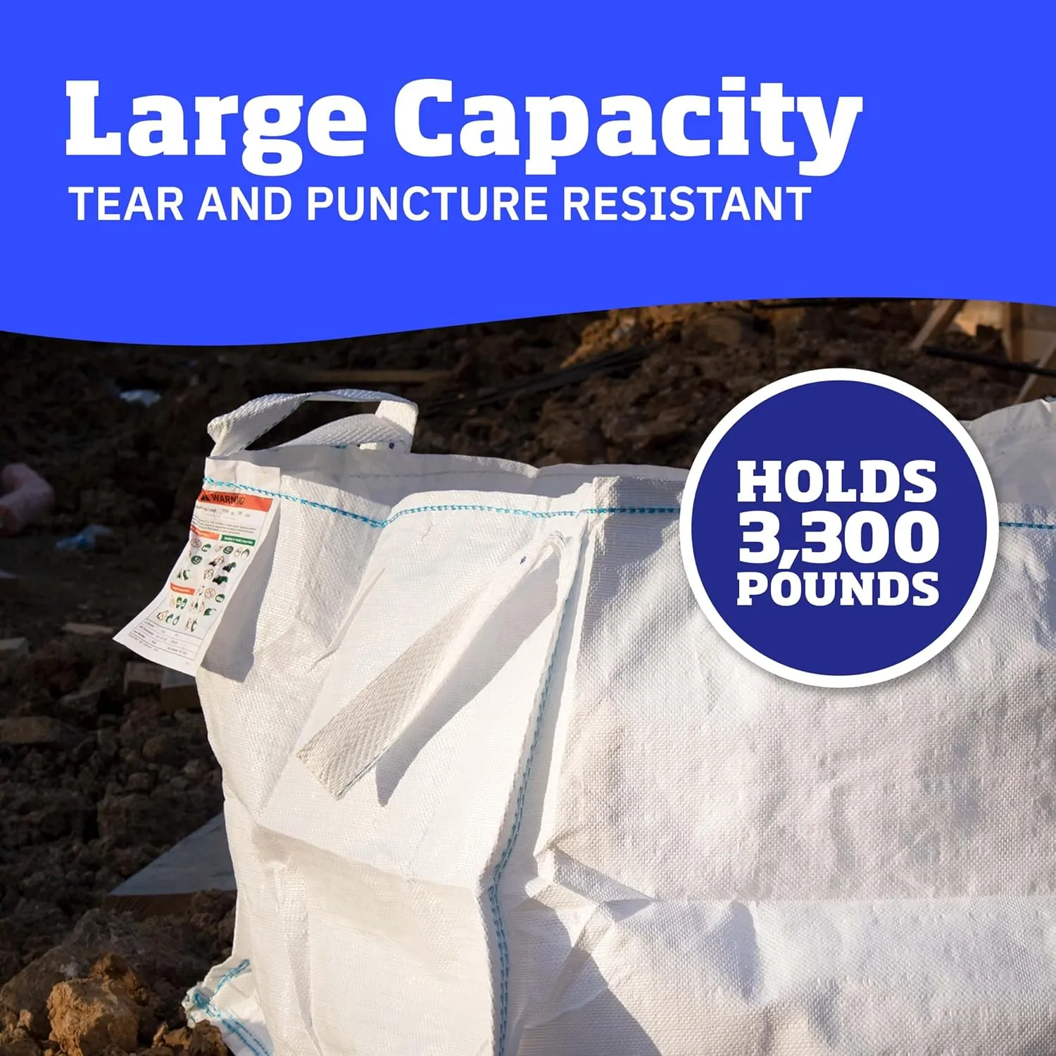DURASACK 130 Gallon Open Top Flat Bottom Polypropylene Concrete Washout Bag with Plastic Liner (Pack of 5)