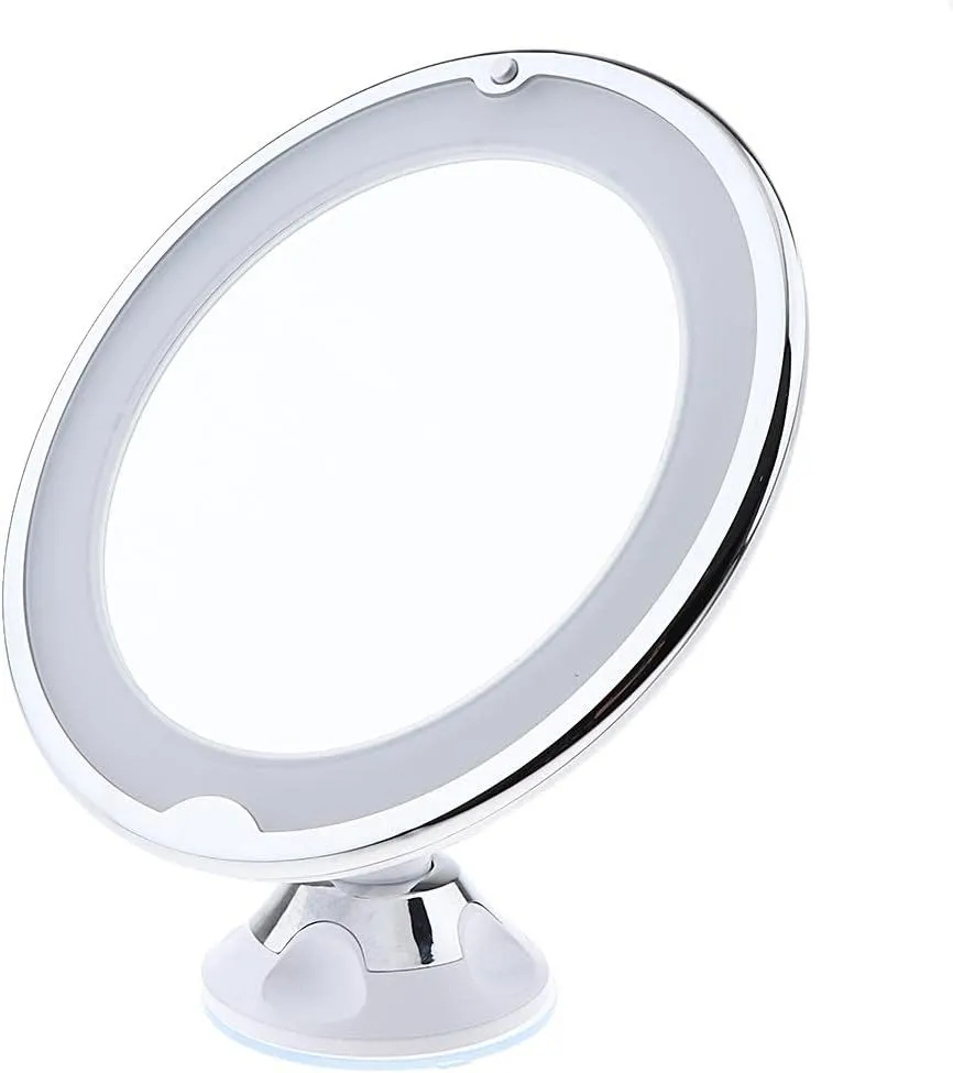 DYNWAVE Lighted Makeup Mirror 10X, Travel Vanity Mirror with Suction Cup, Adjustable Table Countertop Bathroom Cosmetic Mirror