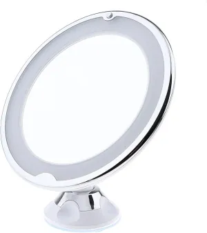 DYNWAVE Lighted Makeup Mirror 10X, Travel Vanity Mirror with Suction Cup, Adjustable Table Countertop Bathroom Cosmetic Mirror