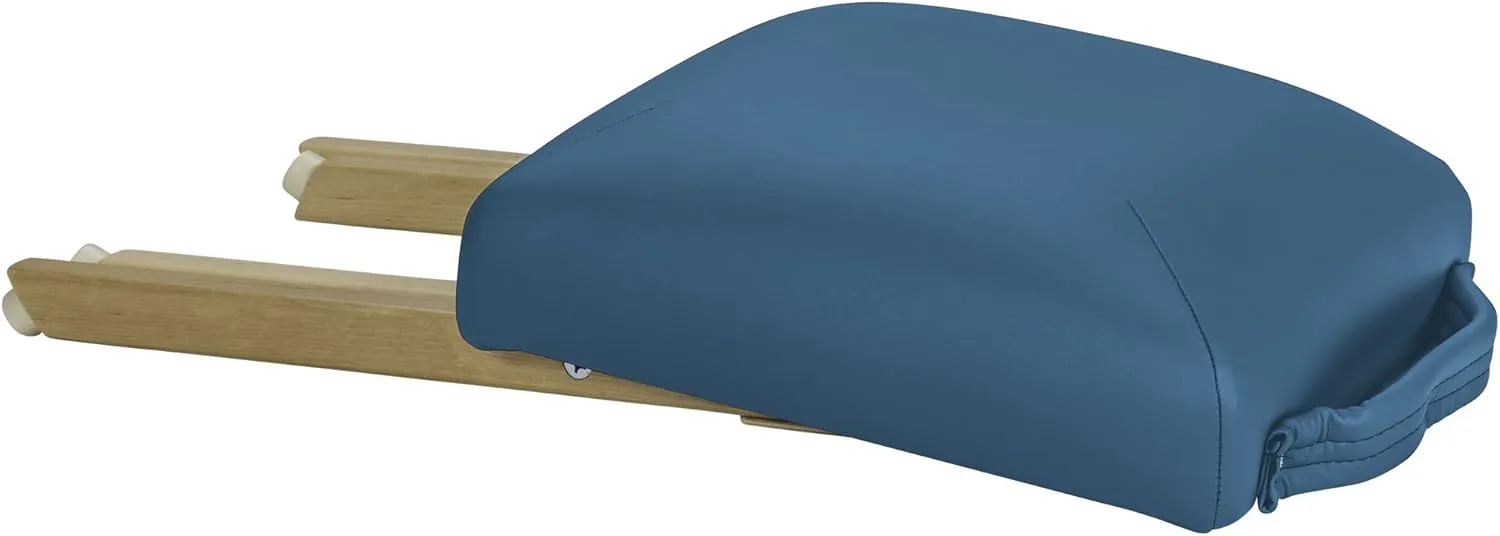 EARTHLITE Wooden Folding Stool - Hardwood Maple, CFC-Free, Massage Table Medical Spa Facial Salon Chair, Mystic Blue , 19"