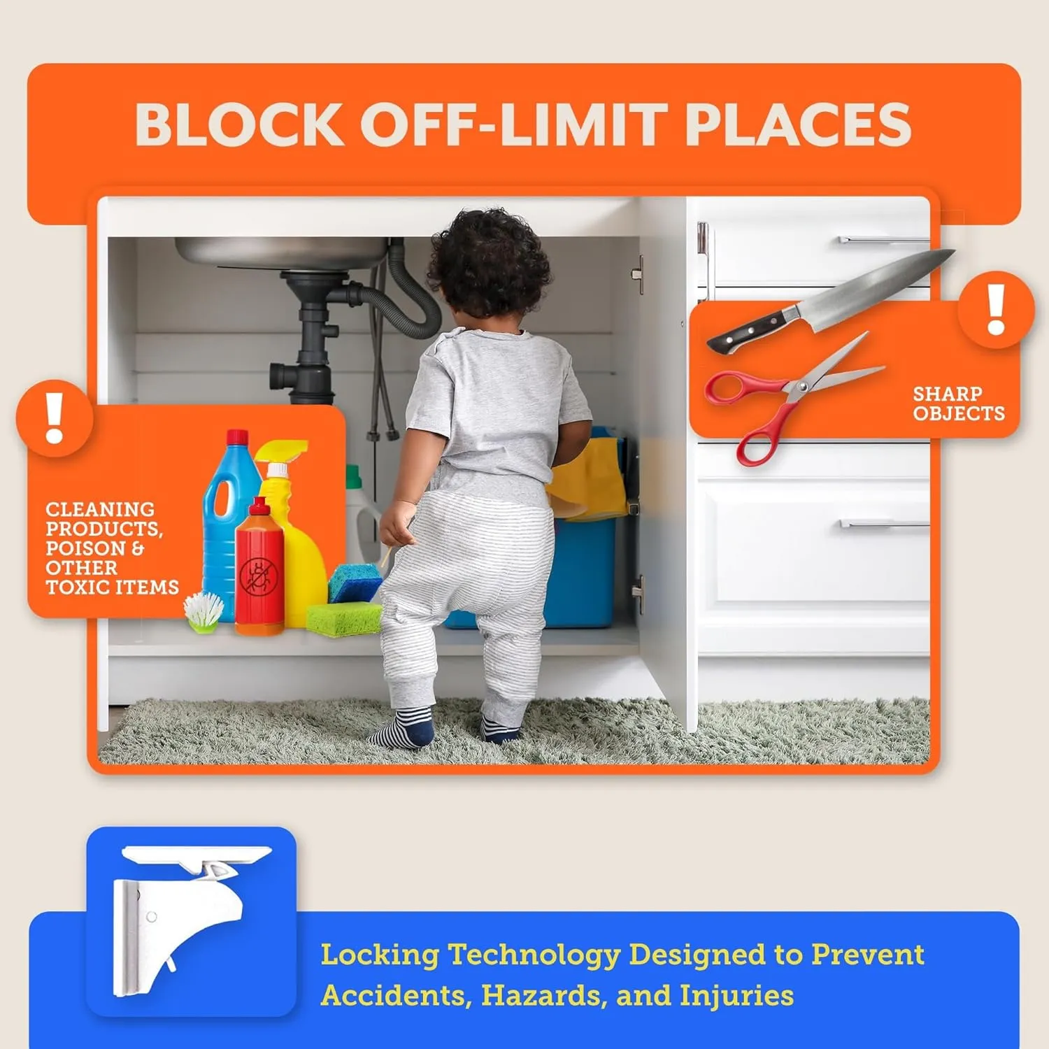 Eco Baby Magnetic Cabinet Locks for Babies - Magnetic Baby Proofing Cabinet Locks, Child Locks for Cabinets Drawers Doors for Back to School - Easy Installation No Tools Required (12 Pack and 2 Keys)