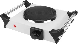 Electric Hot Plate, Electric Single Burners for Cooking, 1000W Countertop Dual Burner, Portable Cooking Stove Temperature Control, Easy to Clean, Cooktop for Home/RV, Silver