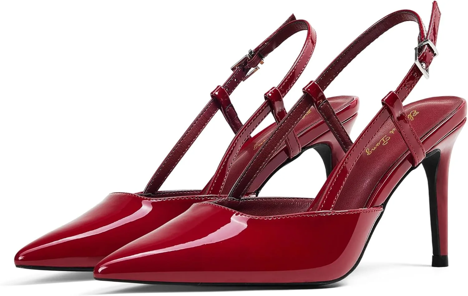 Elisabet Tang Women's Closed Toe Slingback Pointed Toe Stiletto Heel Pump Dress Shoes Buckle Strap Party Pumps Sexy