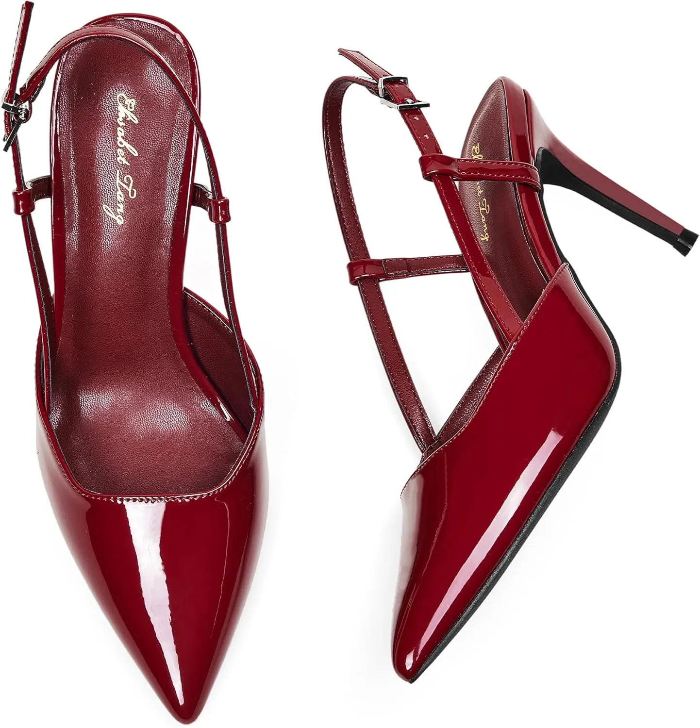 Elisabet Tang Women's Closed Toe Slingback Pointed Toe Stiletto Heel Pump Dress Shoes Buckle Strap Party Pumps Sexy