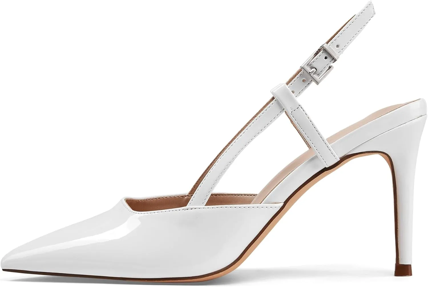 Elisabet Tang Women's Closed Toe Slingback Pointed Toe Stiletto Heel Pump Dress Shoes Buckle Strap Party Pumps Sexy