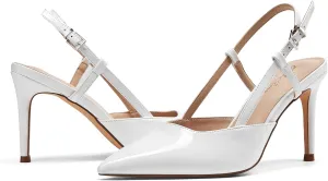 Elisabet Tang Women's Closed Toe Slingback Pointed Toe Stiletto Heel Pump Dress Shoes Buckle Strap Party Pumps Sexy
