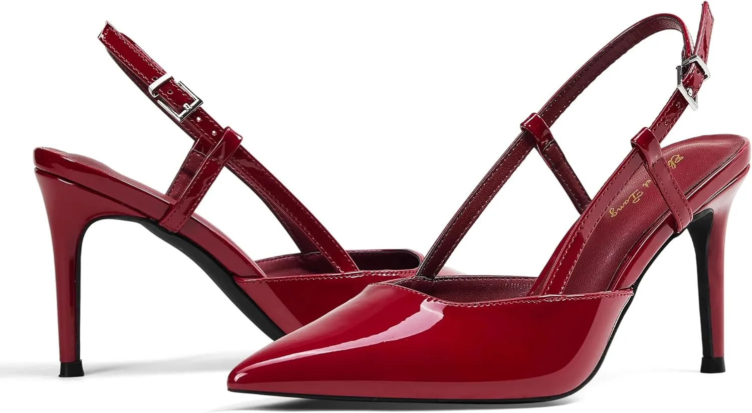 Elisabet Tang Women's Closed Toe Slingback Pointed Toe Stiletto Heel Pump Dress Shoes Buckle Strap Party Pumps Sexy