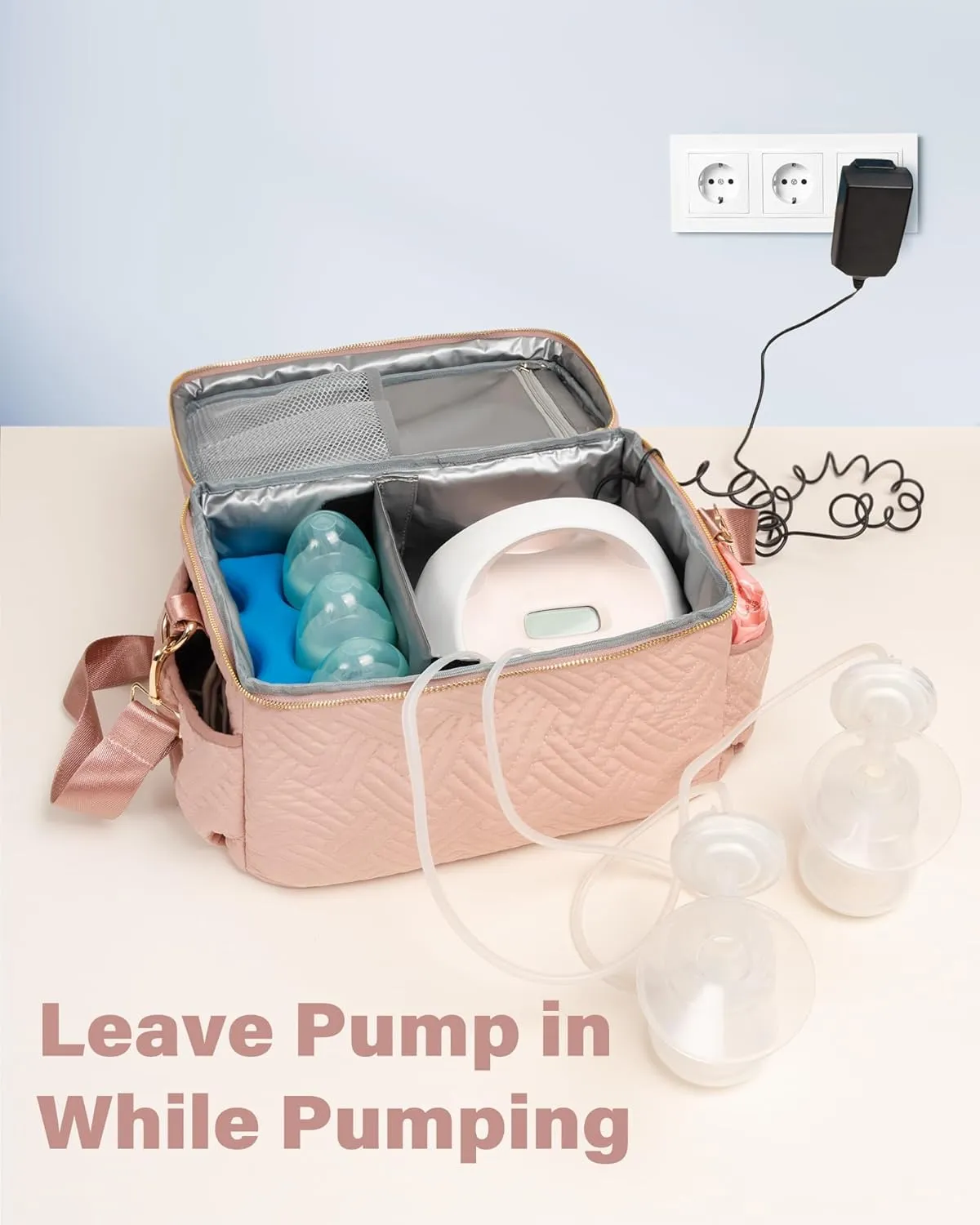 EliteMom Breast Pump Bag (Patent Pending) - Breast Pump Storage Bag with Shoulder Strap, Pump Carrying Case Compatible with Spectra S1 S2 Gold & More with Cooler for Working Moms