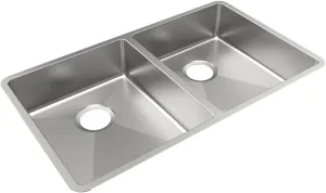 Elkay ECTRUAD311755 Crosstown 18 Gauge Stainless Steel 31-1/2" x 18-1/2" x 5-1/2" Double Bowl Undermount Sink