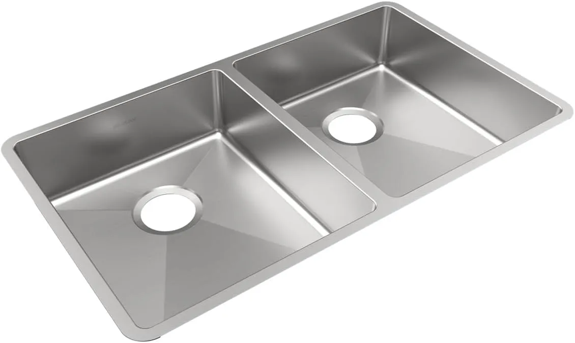 Elkay ECTRUAD311755 Crosstown 18 Gauge Stainless Steel 31-1/2" x 18-1/2" x 5-1/2" Double Bowl Undermount Sink
