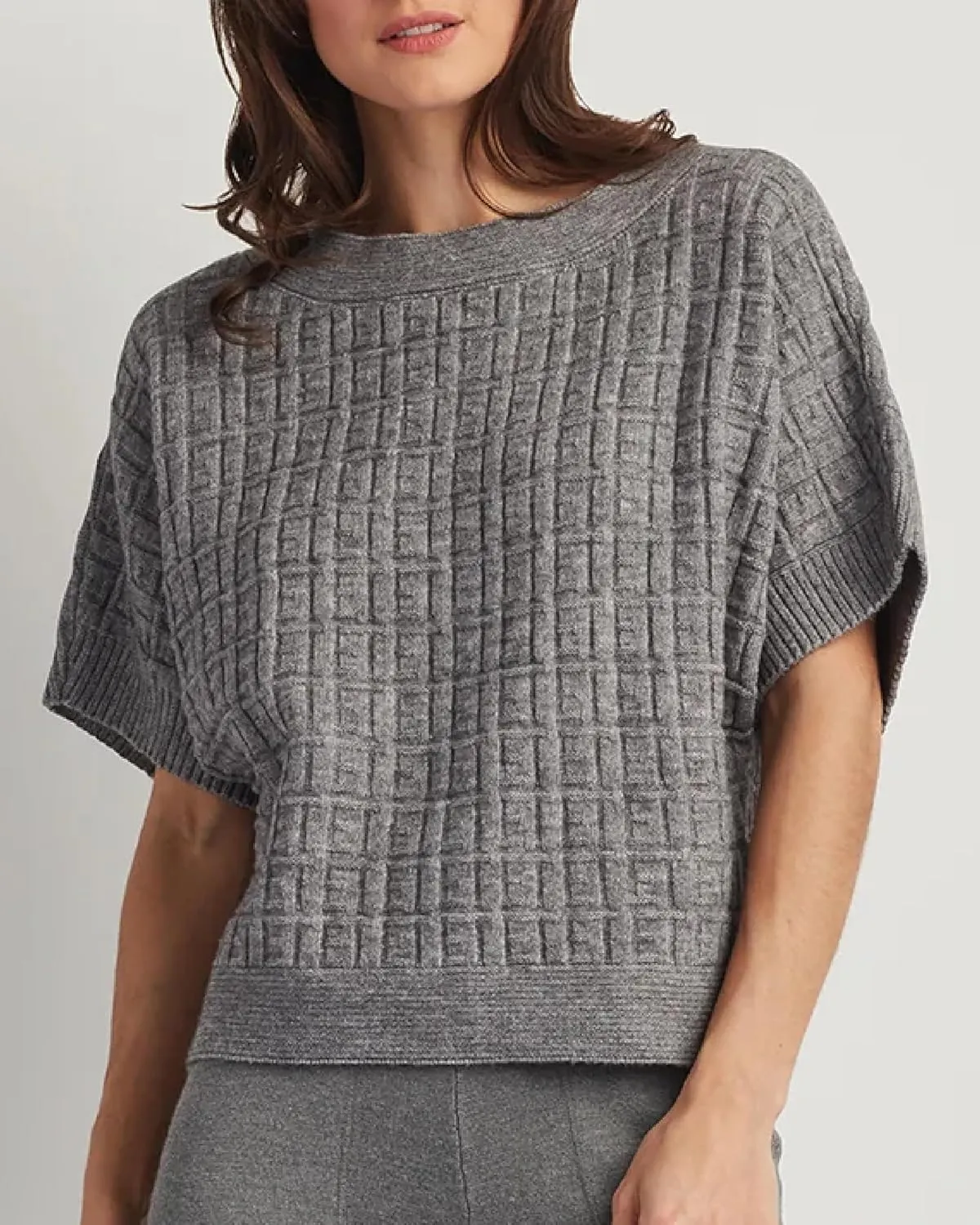 ELLEN TRACY Women's Tunic Top, Emma Crew Neck 3/4 Sleeve Casual Popover Shirt, Ladies Sweater Pullover Blouse