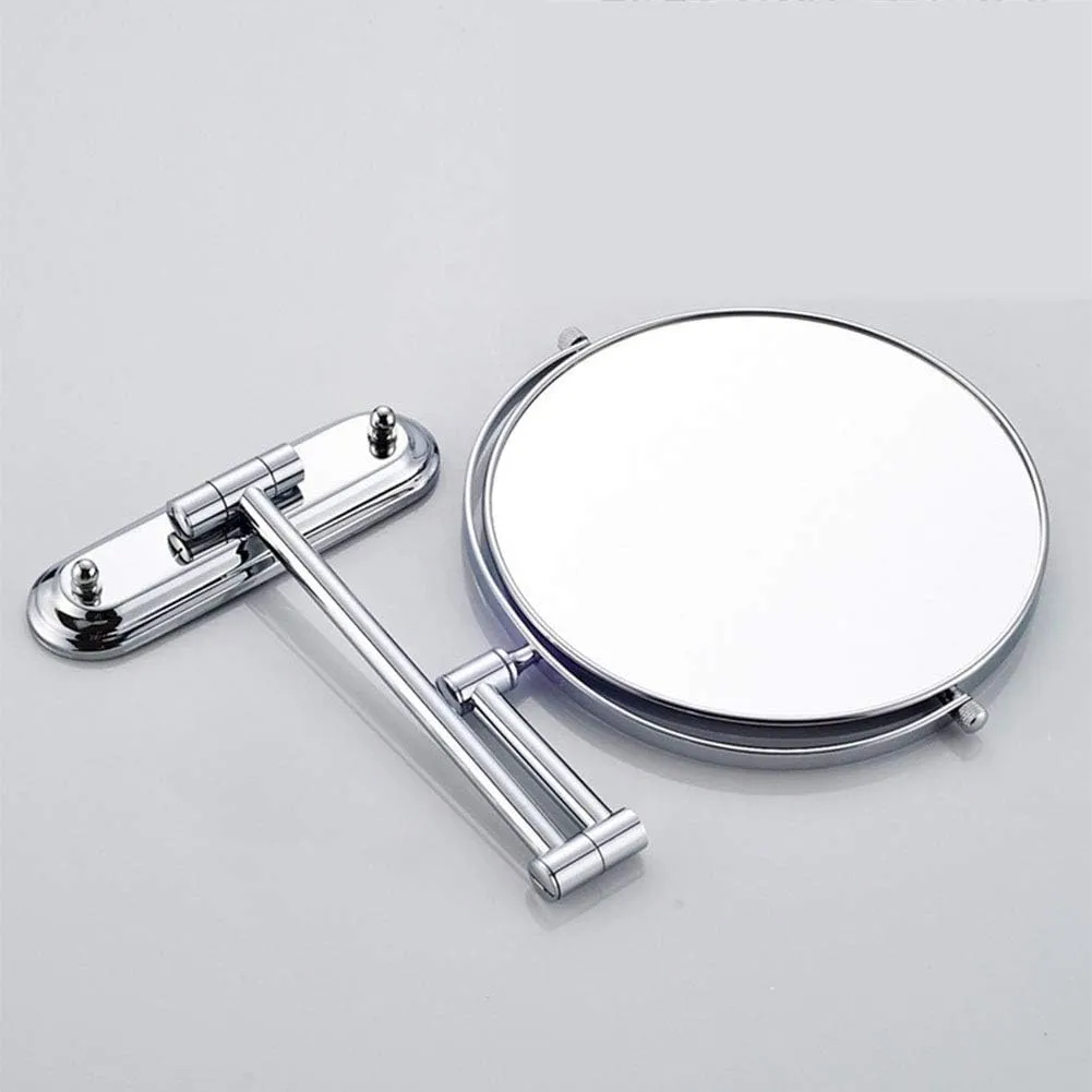 ELTOX Wall Mounted Makeup Mirror Double Sided Vanity Magnifying Vanity Mirror 360 Degree Swivel Extendable Arm Round No Light