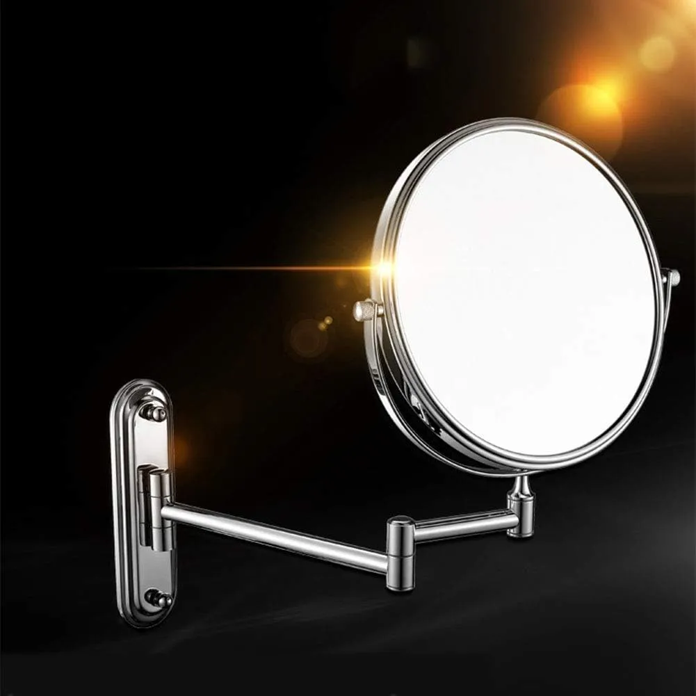 ELTOX Wall Mounted Makeup Mirror Double Sided Vanity Magnifying Vanity Mirror 360 Degree Swivel Extendable Arm Round No Light