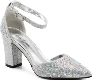 Enzo Romeo Ivka Women's Pointy Toe High Mid Chunky Block Heel Sexy Ankle Strap Sandals Ballerina Dress Pump Ballet Wedding Patent Harlow Pump Shoes