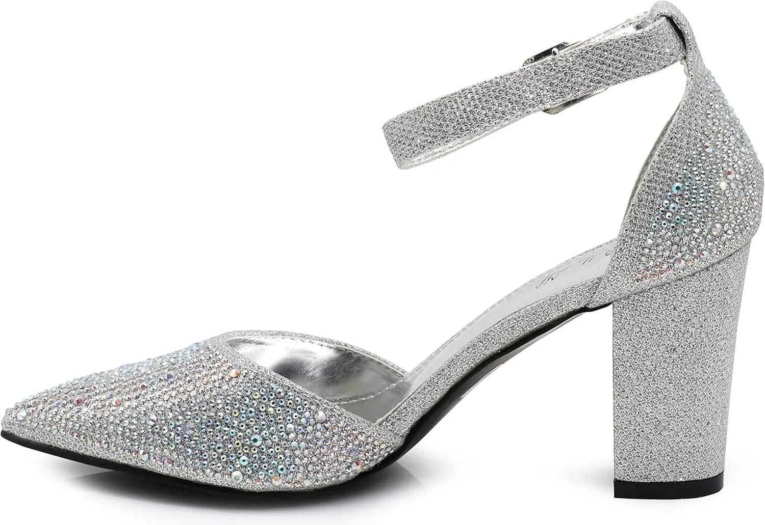 Enzo Romeo Ivka Women's Pointy Toe High Mid Chunky Block Heel Sexy Ankle Strap Sandals Ballerina Dress Pump Ballet Wedding Patent Harlow Pump Shoes