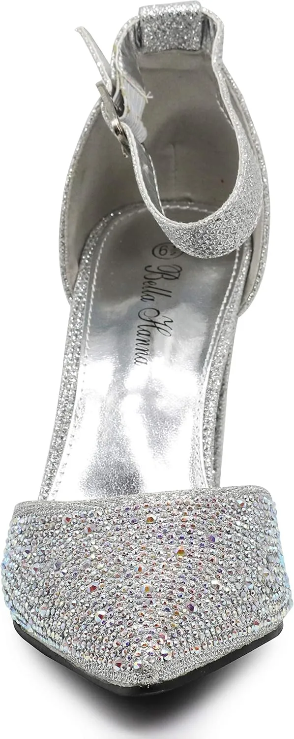 Enzo Romeo Ivka Women's Pointy Toe High Mid Chunky Block Heel Sexy Ankle Strap Sandals Ballerina Dress Pump Ballet Wedding Patent Harlow Pump Shoes