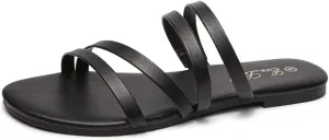EOZLINK Women's Strappy Flat Sandals Strap Slides Sandals Open Toe Slipper Trendy Dressy Summer Shoes