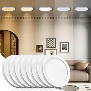ETL 8 Pack 7 inch Small LED Flush Mount Ceiling Light 5CCT Dimmable,2700K/3000K/3500K/4000K/5000K Ultra Slim Round Flat Panel Ceiling Light Fixture,Modern Lamp for Closet,