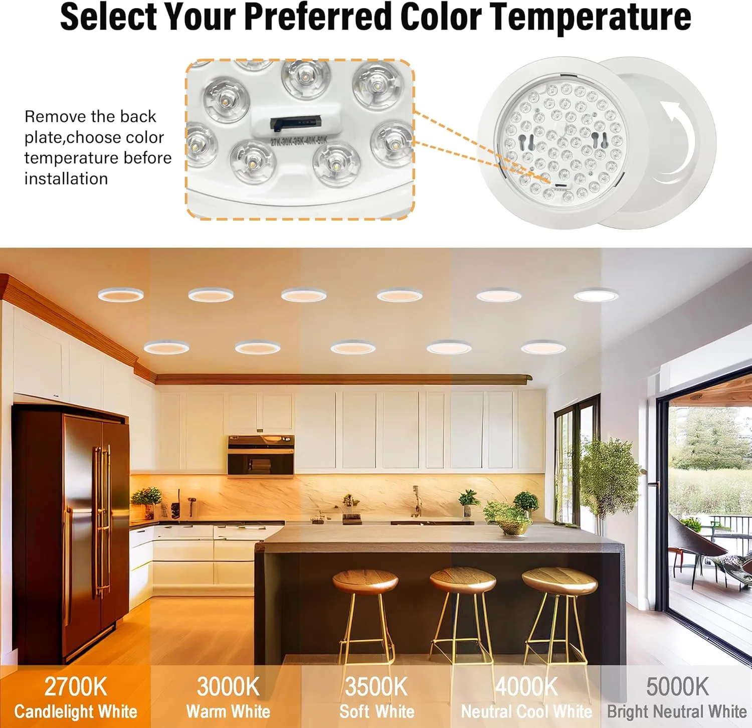 ETL 8 Pack 7 inch Small LED Flush Mount Ceiling Light 5CCT Dimmable,2700K/3000K/3500K/4000K/5000K Ultra Slim Round Flat Panel Ceiling Light Fixture,Modern Lamp for Closet,