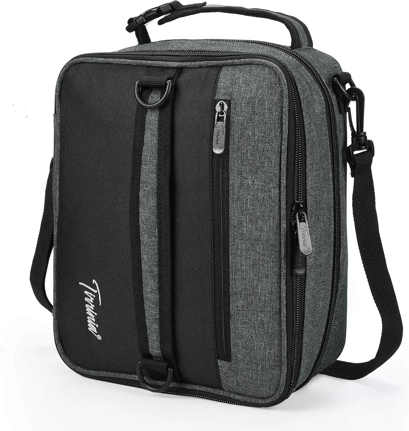 Expandable Insulated Lunch Bag, Leakproof Flat Lunch Cooler Tote with Shoulder Strap for Men and Women, Suitable for Work & Office by Tirrinia, Charcoal