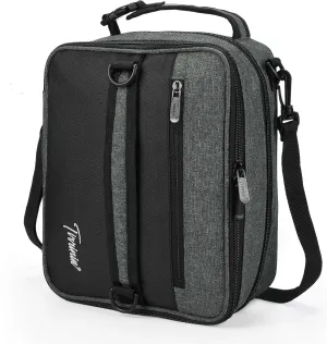 Expandable Insulated Lunch Bag, Leakproof Flat Lunch Cooler Tote with Shoulder Strap for Men and Women, Suitable for Work & Office by Tirrinia, Charcoal