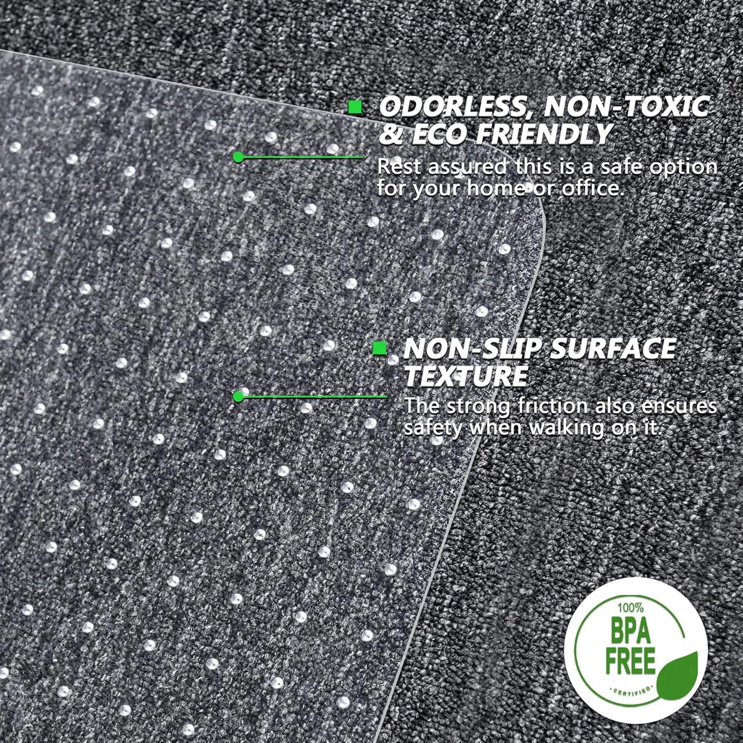 Extra Large Office Chair Mat for Carpet, 45" x 53" Clear Desk Chair Mat for Low Pile Carpeted Floors- Easy Glide Plastic Floor Mat for Office Chair on Carpet