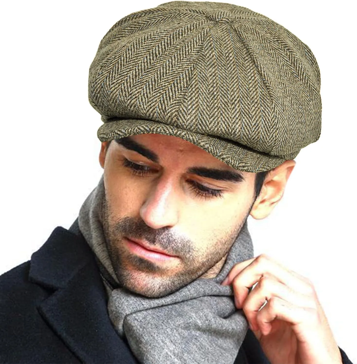 Fashion Men’s Classic Newsboy Gatsby Hat Blend Wool Vintage Flat Ivy Cabbie Cap Boyfriend Gifts(Medium/Large/X-Large)