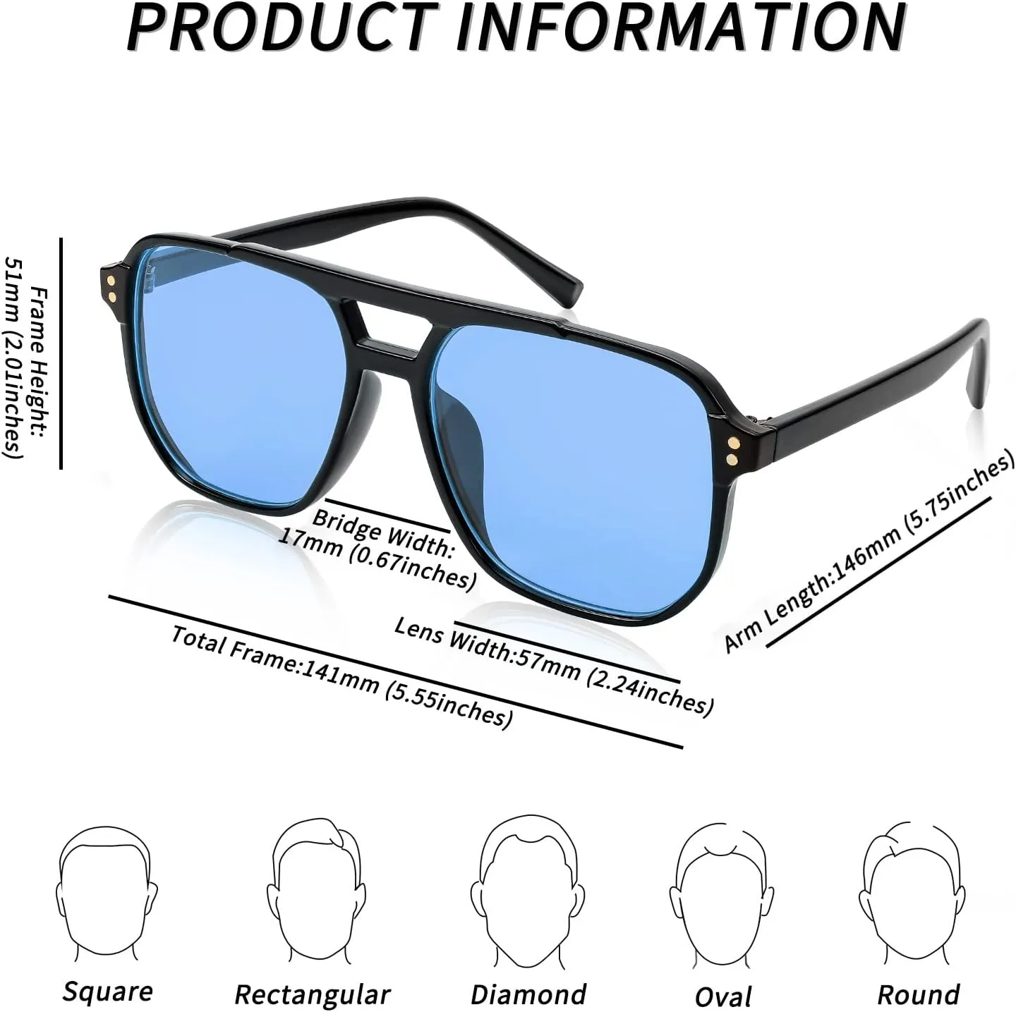 FEISEDY Retro Square Aviator Sunglasses Women Men 70s Vintage Trendy Plastic Frame Sun Glasses B2835