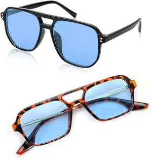 FEISEDY Vintage Aviator Sunglasses B2835 B2752 Blue Lens