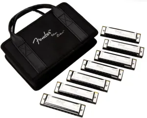 Fender Blues Deluxe Harmonica, Pack of 7 with case (Keys C, G, A, D, F, E, B Flat)