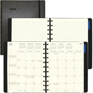 Filofax® 2025 Monthly Planner, 17 Months, August 2024 to December 2025, Twin-Wire Binding, Bilingual, 10.875" x 8.5", Black (C1811001-25)