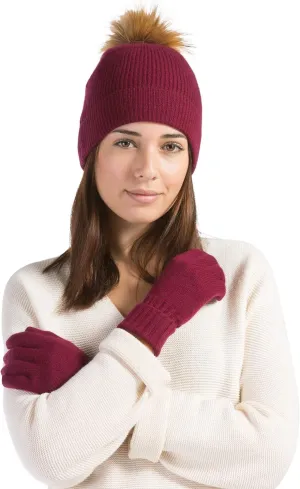 Fishers Finery Women's 100% Cashmere Pom Hat and Glove Set; with Gift Box
