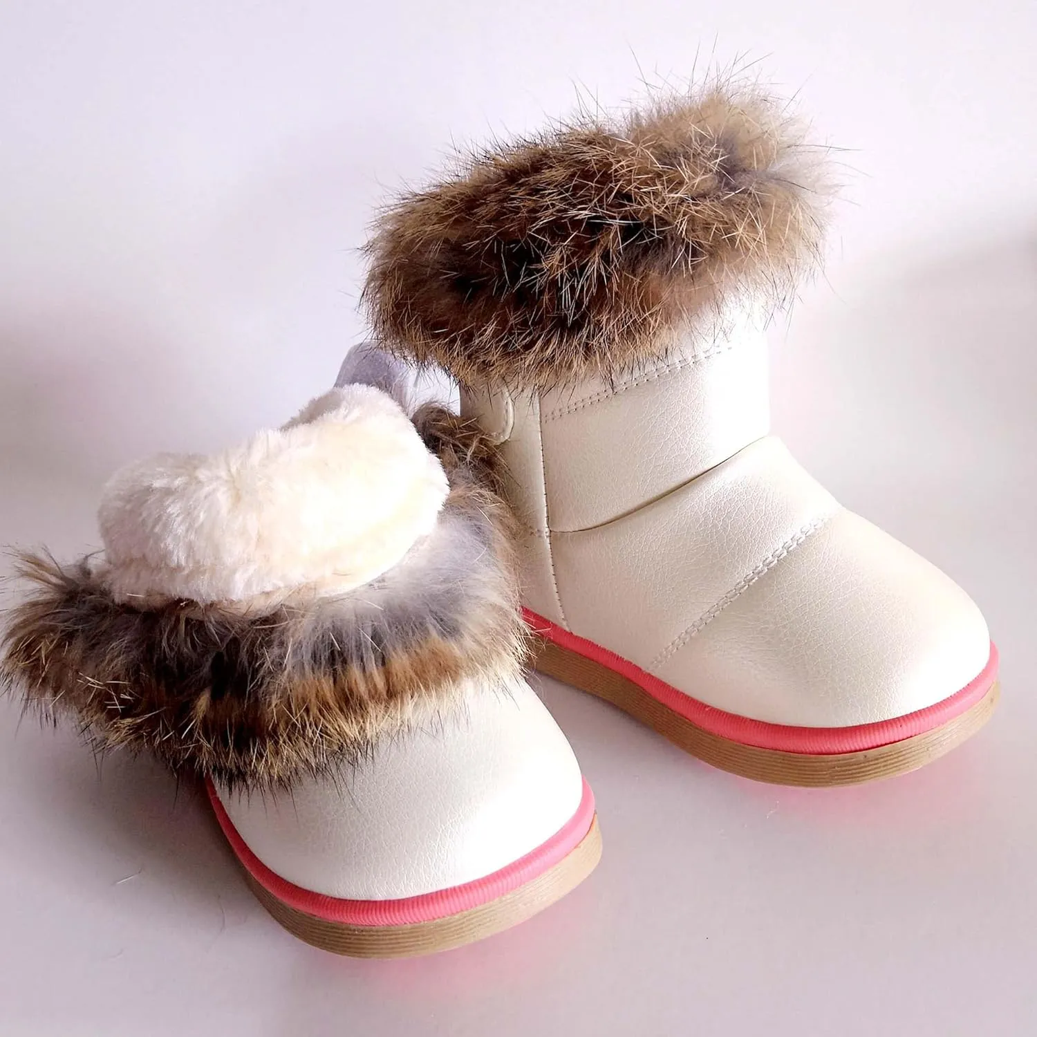 FJWYSANGU Toddler Girl Warm Winter Snow Boots Plush inner Outdoor Boots Waterproof Walking Shoes Flat Easy on for Toddlers Little Girls