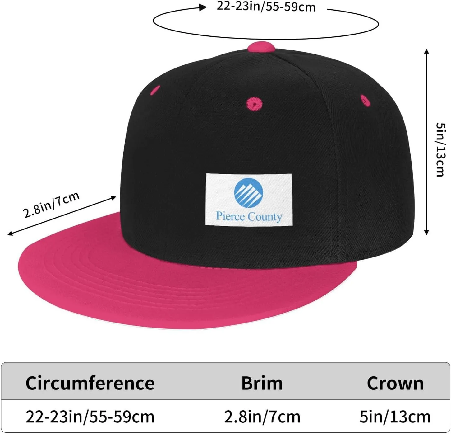Flag of Pierce County, Washington Snapback Hats for Men Women Hat Baseball Cap Flat Bill Visor White Hat