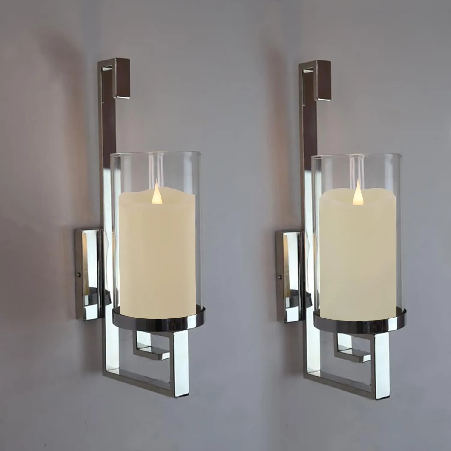 Flameless Candles with Remote Timer, 3D Moving Flickering Flame Battery Operated Candles Lasting 1000  Hours, 3" x 5" Ivory Real Wax Electric LED Pillar Candles, Set of 2