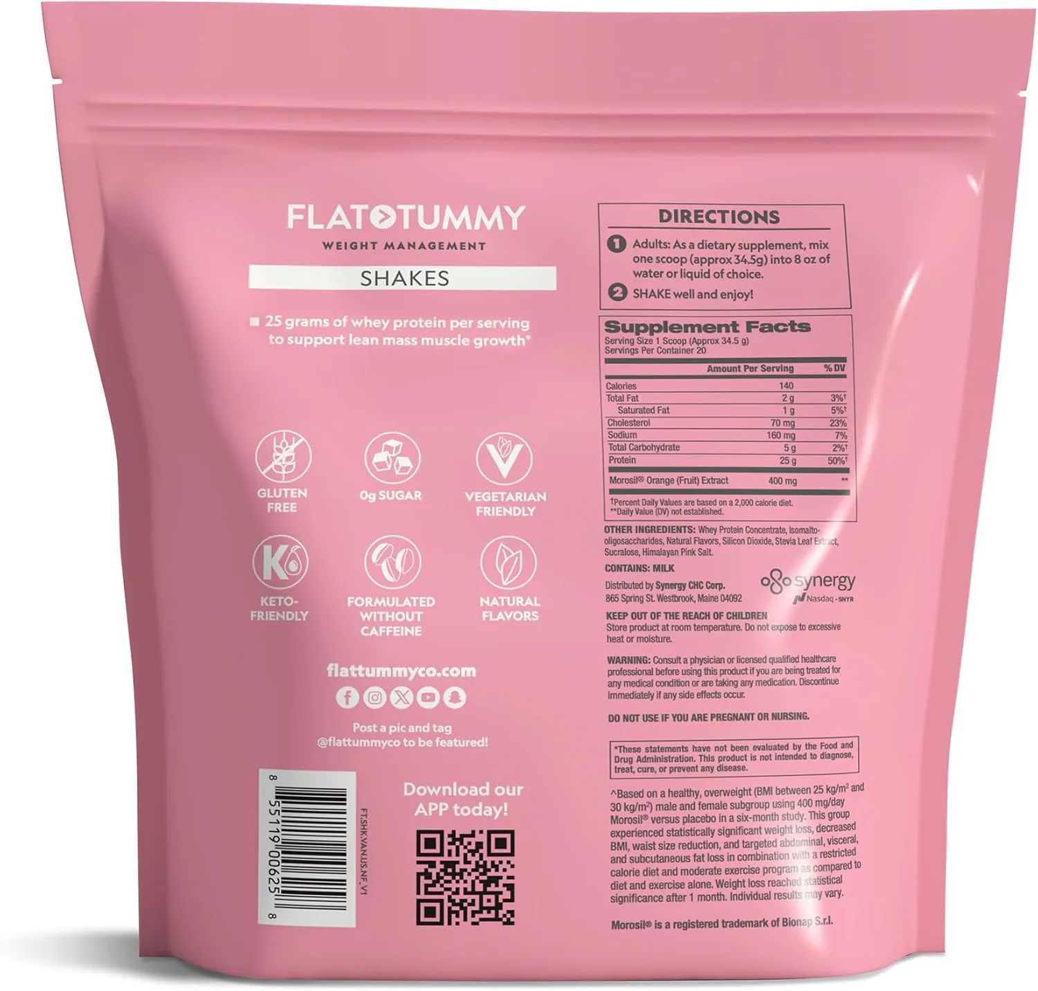 Flat Tummy Shakes - Vanilla, 20 Servings, EBT Eligible – Post GLP-1 Protein Supplement, High Protein, Zero Sugar, Keto-Friendly Meal Replacement with Clinically Studied Morosil®