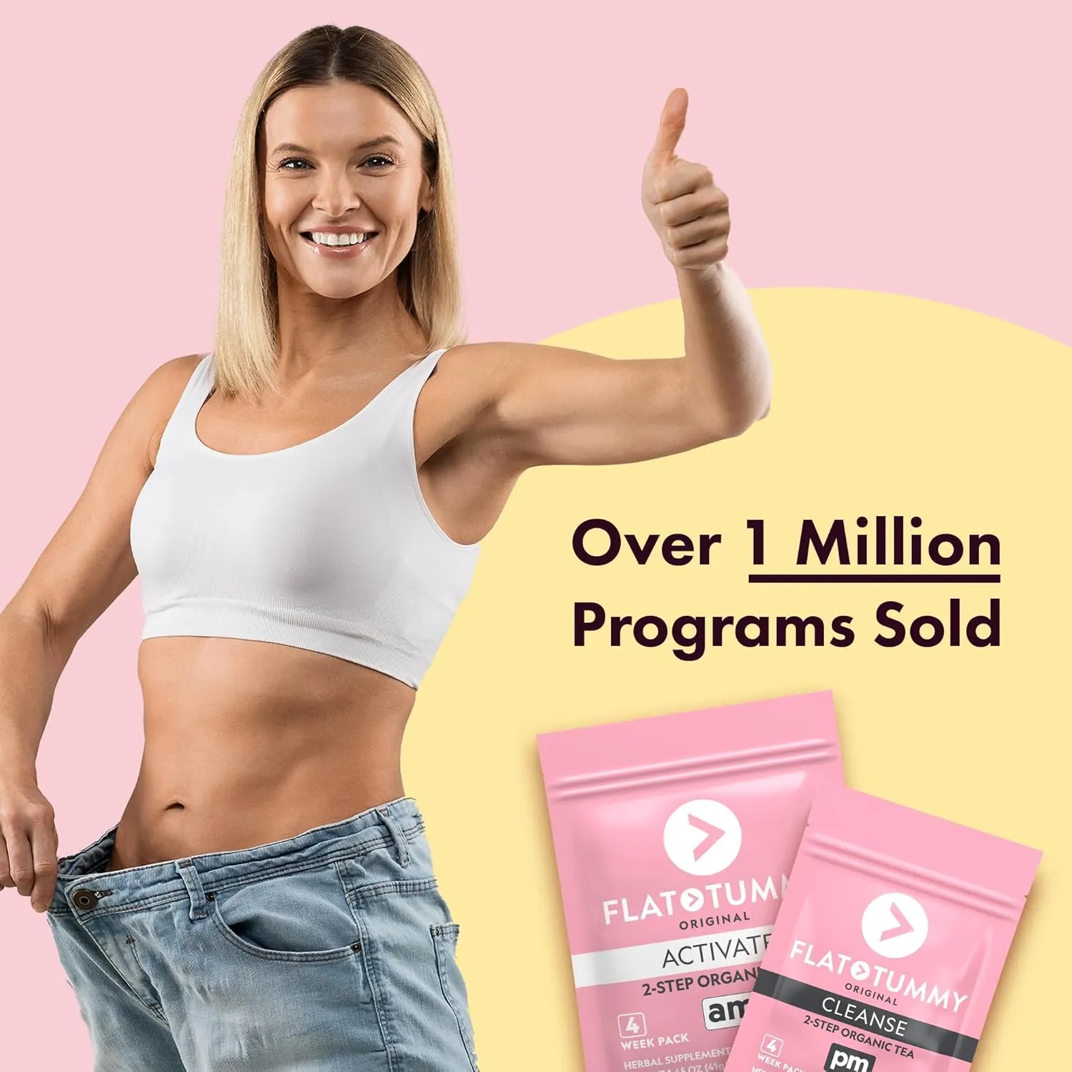 Flat Tummy Tea – 2-step, 4 Week Program – Detox Tea to Boost Energy & Reduce Bloating* - All Natural Detox Cleanse w/ Green Tea, Lemon Balm, Dandelion, Fennel, & More - Digestion support