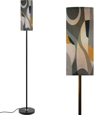 Floor Lamp for Living Room 3d wall decor canvas flat art colorful shapes circles lines minimalist Light Stand Lamp with Remote Control Dimmable LED Tall Lamps for Bedrooms Reading Western Home Decor