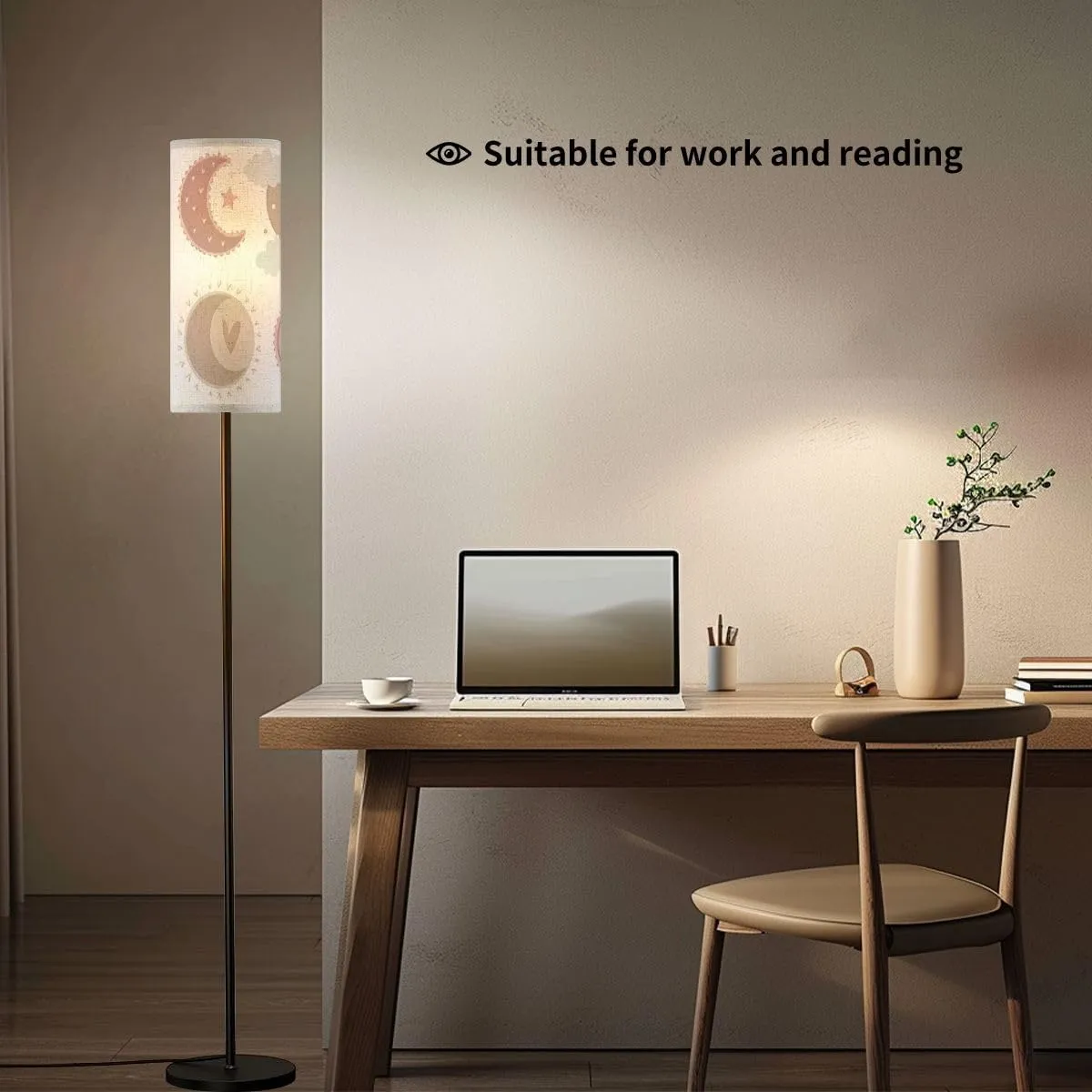 Floor Lamp for Living Room Cute Pastel Decorative Flat Moon Stars Clouds White Set Modern Light Stand Lamp with Remote Control Dimmable LED Tall Lamps for Bedrooms Reading Western Home Decor