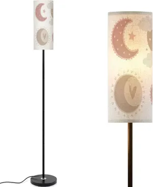 Floor Lamp for Living Room Cute Pastel Decorative Flat Moon Stars Clouds White Set Modern Light Stand Lamp with Remote Control Dimmable LED Tall Lamps for Bedrooms Reading Western Home Decor