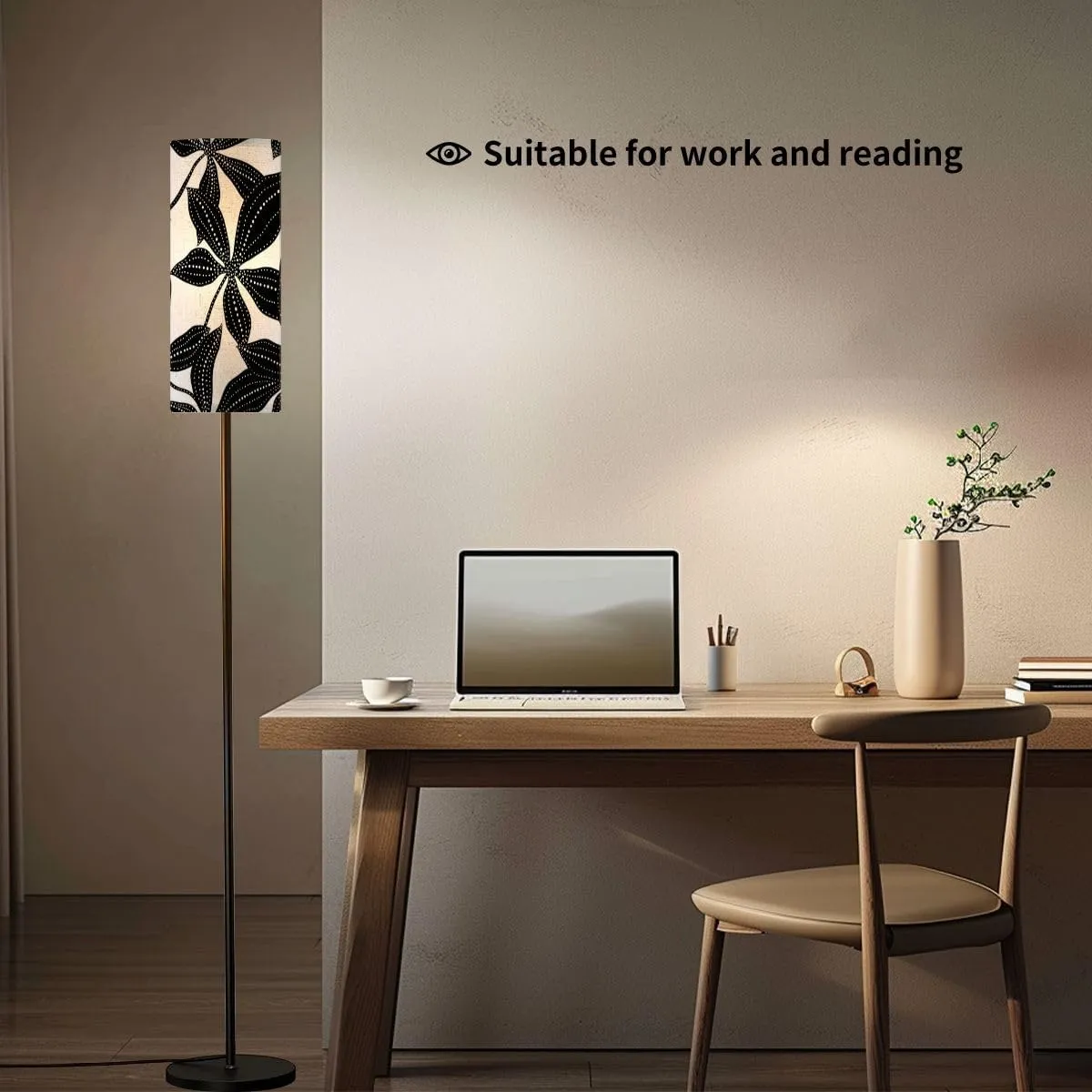 Floor Lamp for Living Room Floral Abstract Leaves Seamless Pattern Dotted Flat Style Light Stand Lamp with Remote Control Dimmable LED Tall Lamps for Bedrooms Reading Western Home Decor