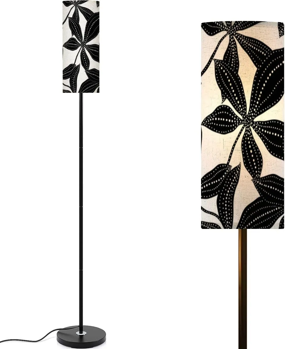Floor Lamp for Living Room Floral Abstract Leaves Seamless Pattern Dotted Flat Style Light Stand Lamp with Remote Control Dimmable LED Tall Lamps for Bedrooms Reading Western Home Decor